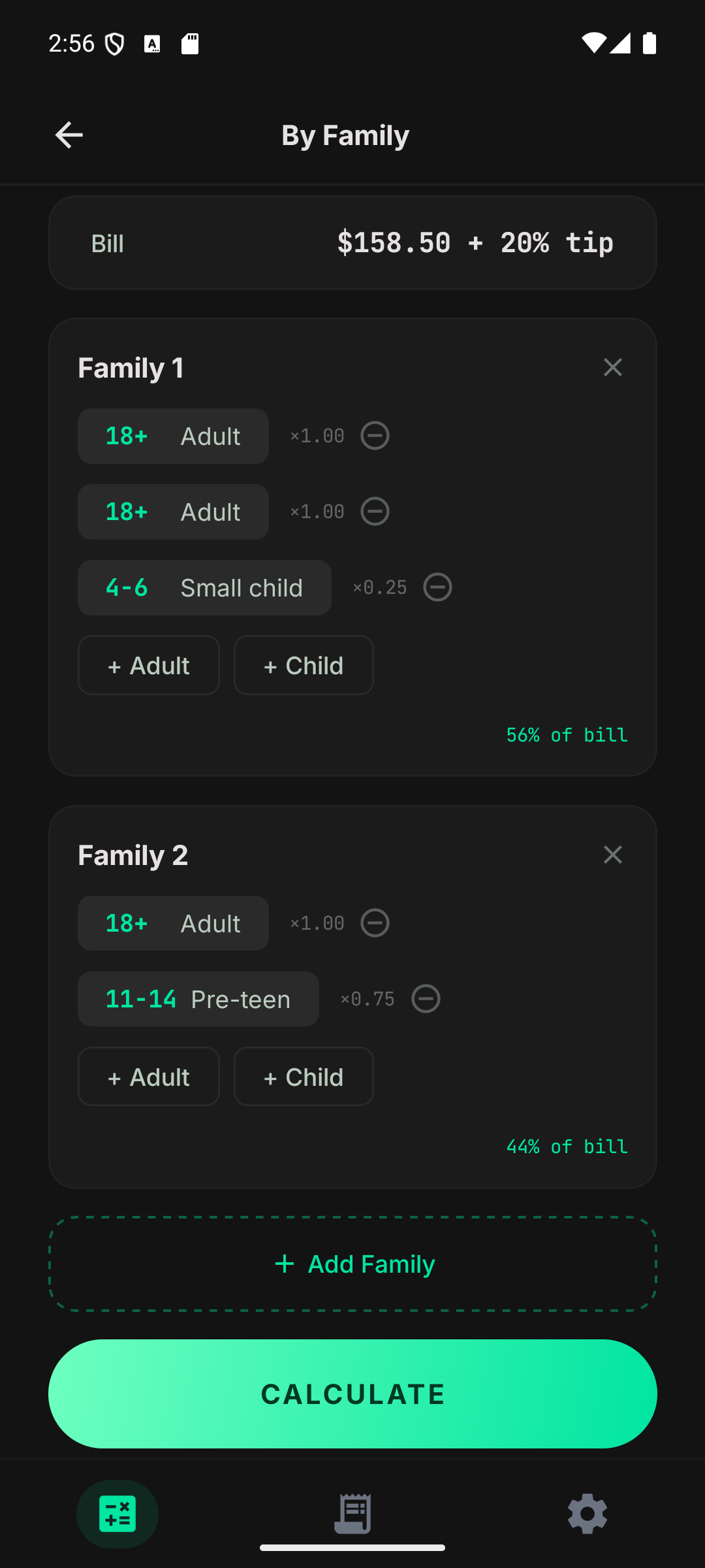 Modalità Famiglia TipSplit